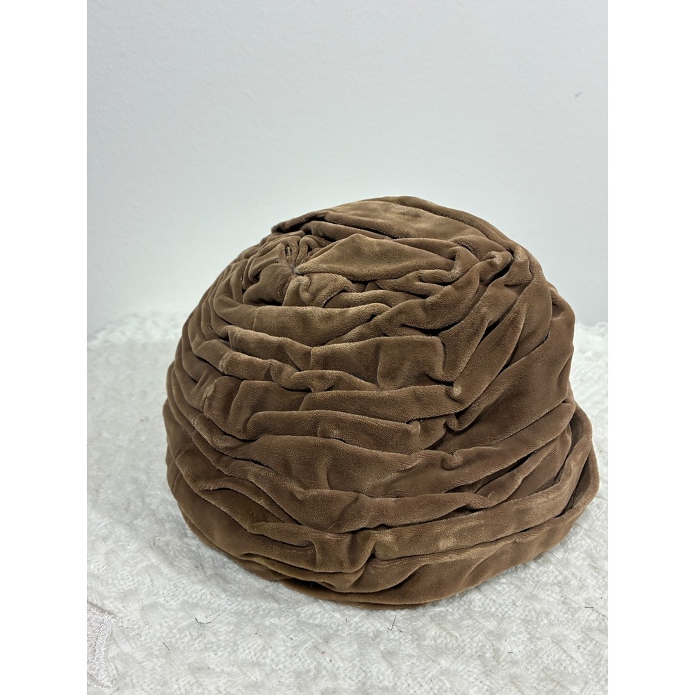 Vintage 1960s AMY New York Woodward & Lothrop Brown Velvet Turban Toque Hat